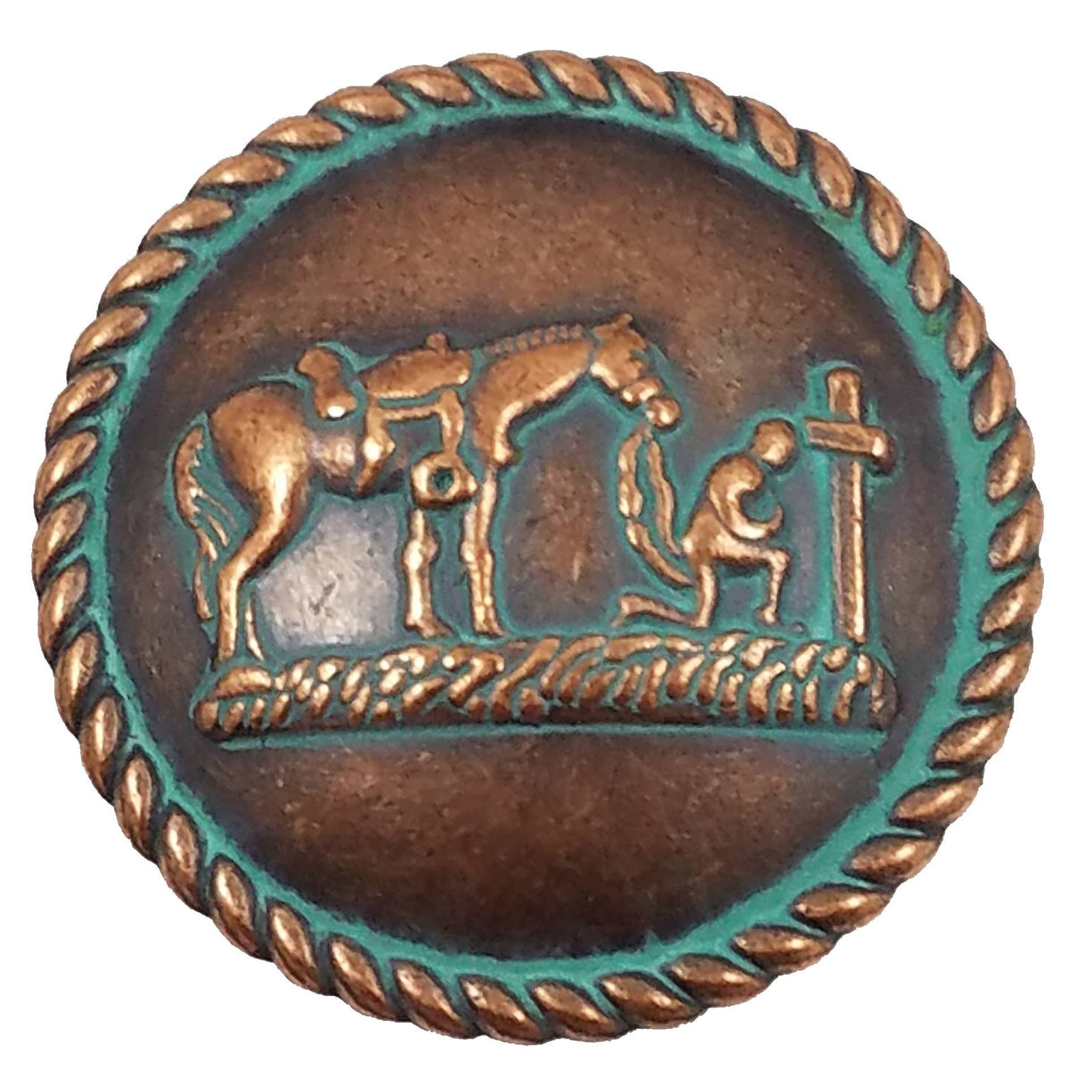 Praying Cowboy w/Rope DP - # custom laser engraved cowhide and leather western decor by Lethal Creek Laser Works LLC