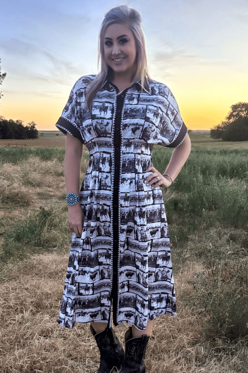 Ranch Sketch Dress - custom laser engraved cowhide and leather western decor by Lethal Creek Laser Works LLC