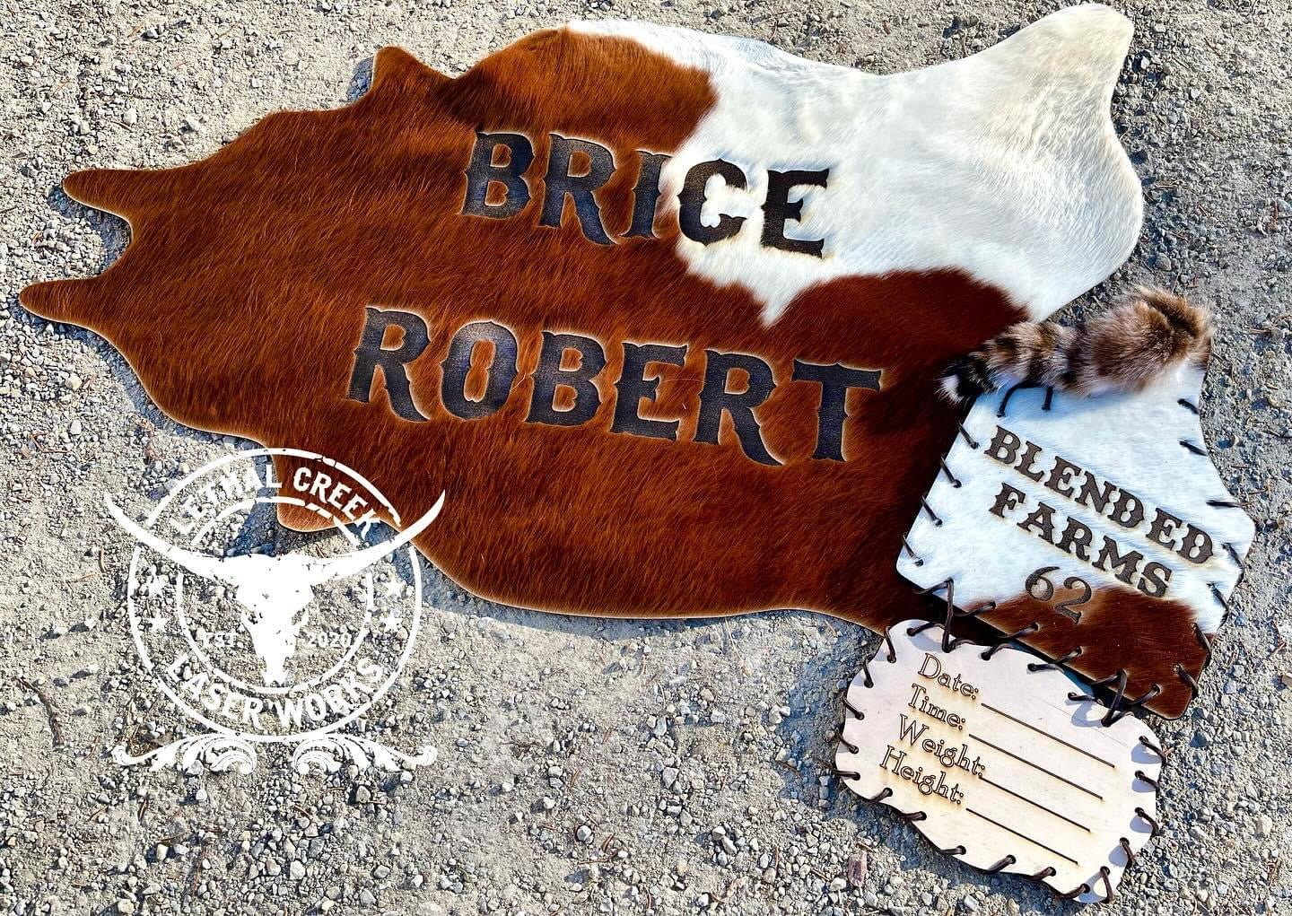 WESTERN NURSERY BUNDLE DEAL - custom laser engraved cowhide and leather western decor by Lethal Creek Laser Works LLC