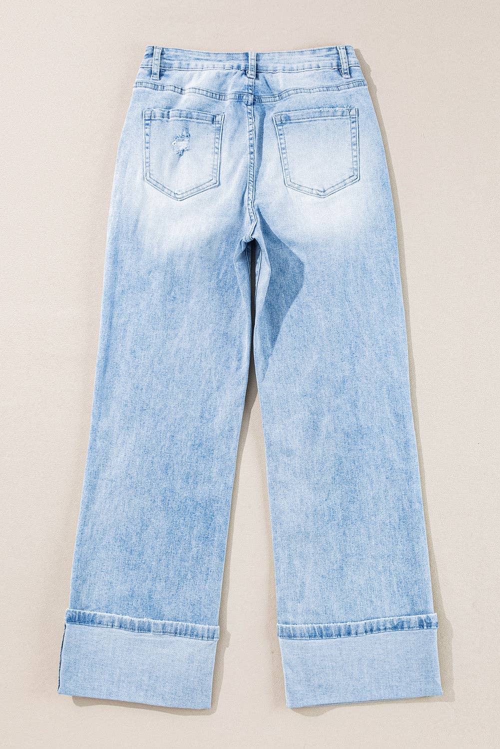 Distressed Denim Straight Leg Jeans