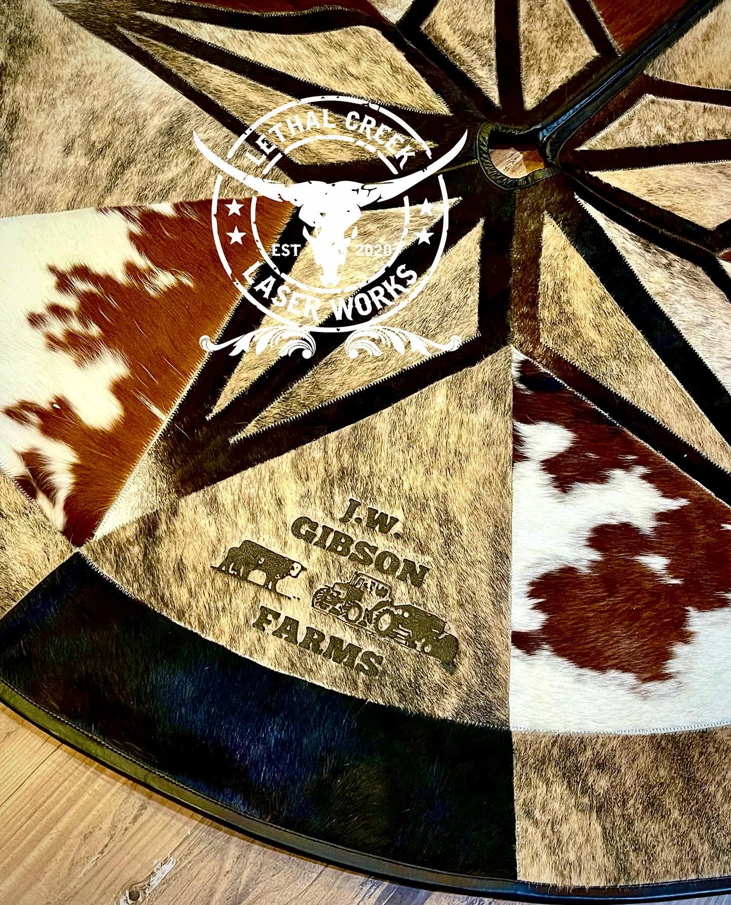 6 FT Custom Cowhide Christmas Tree Skirt | Personalized Western Heirloom