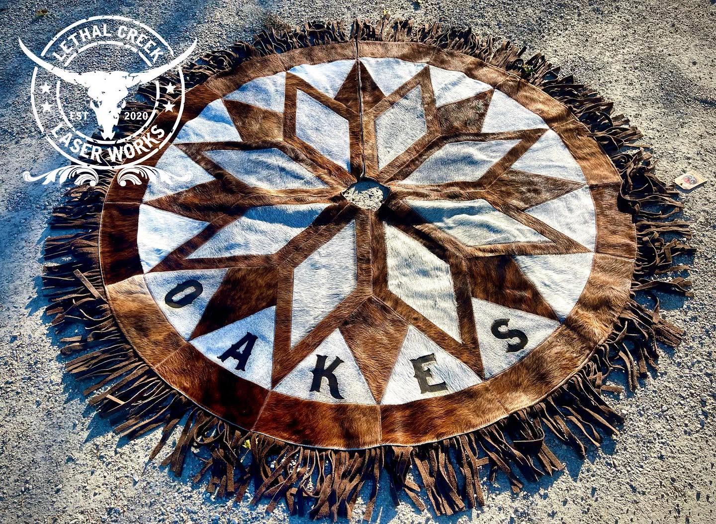 6 FT Custom Cowhide Christmas Tree Skirt | Personalized Western Heirloom