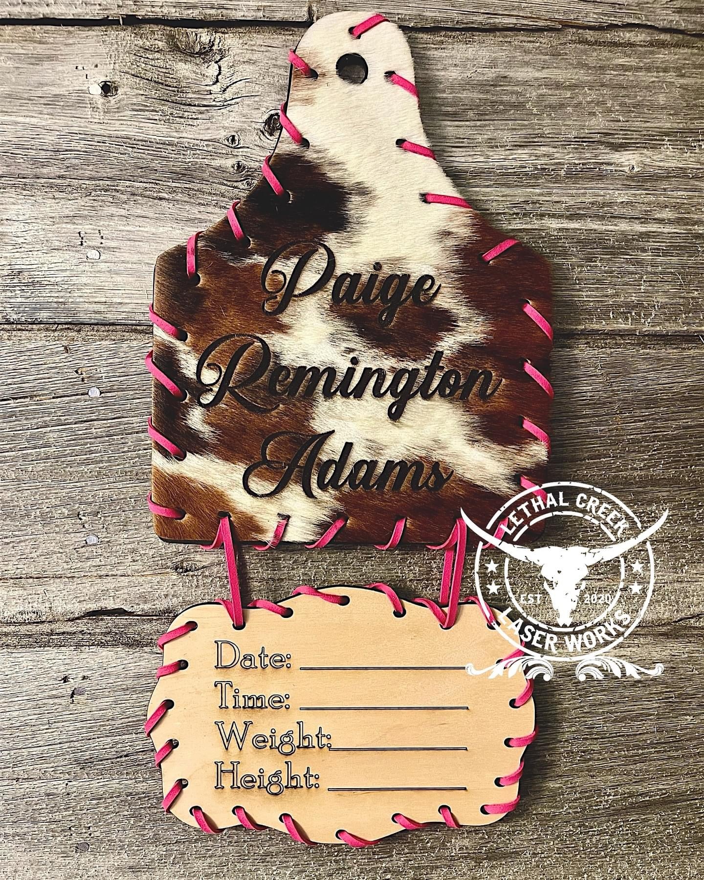 BUNDLE UP~MINI COWHIDE with ANNOUNCEMENT TAG