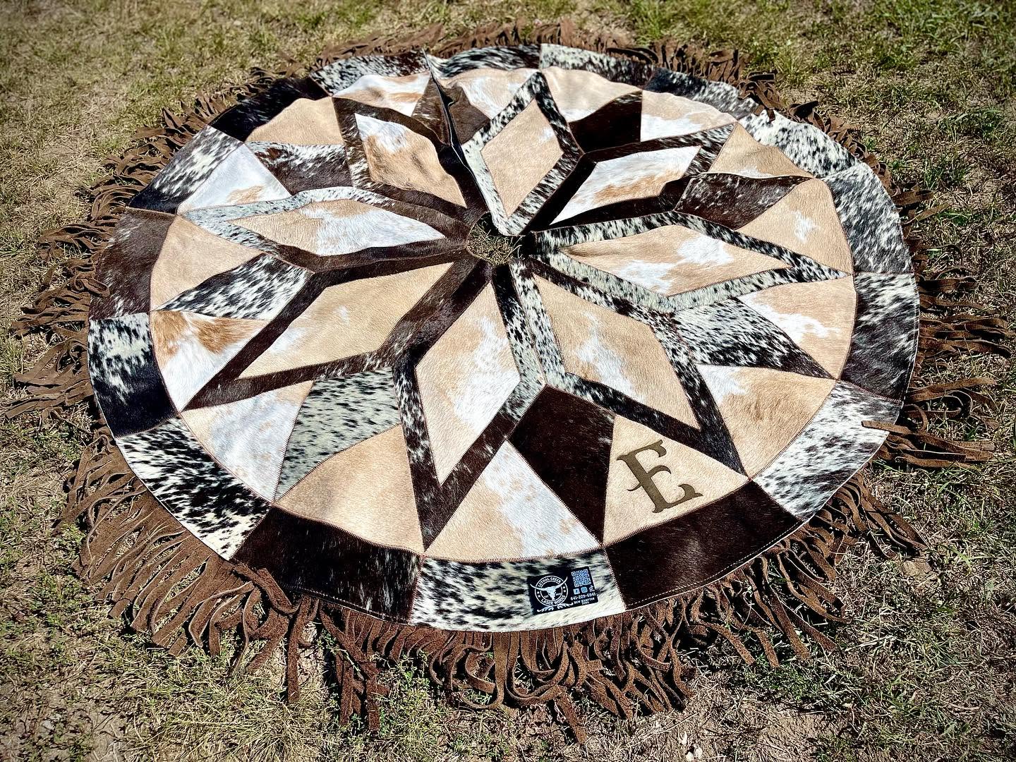 6 FT Custom Cowhide Christmas Tree Skirt | Personalized Western Heirloom
