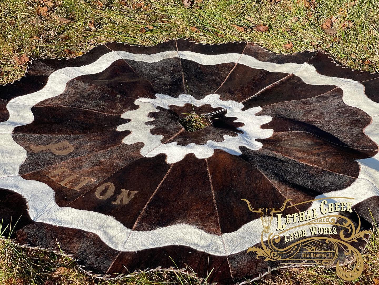 6 FT Custom Cowhide Christmas Tree Skirt | Personalized Western Heirloom