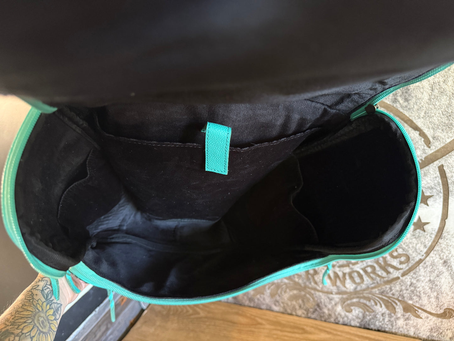 Turquoise Leather & Cowhide Western Backpack