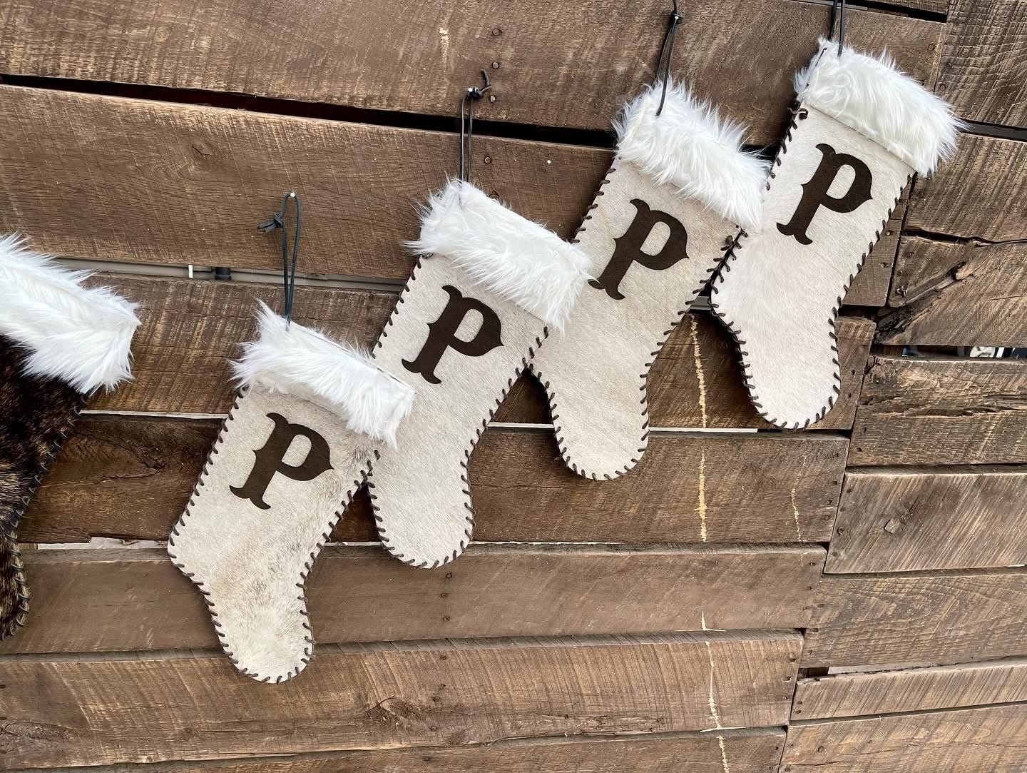 Christmas Cowhide Stockings - CUSTOM LASER BRANDED