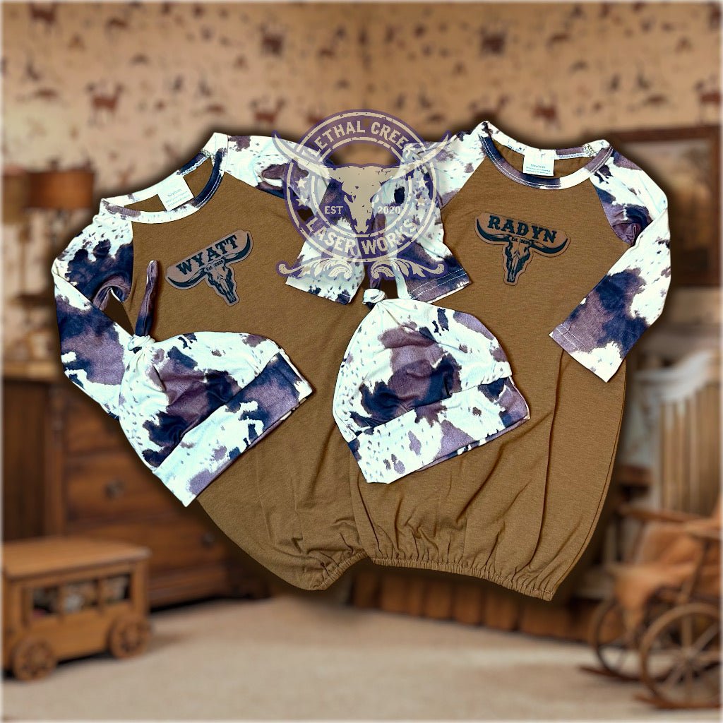 Baby Bundle Set -  custom laser engraved cowhide and leather western decor by Lethal Creek Laser Works LLC