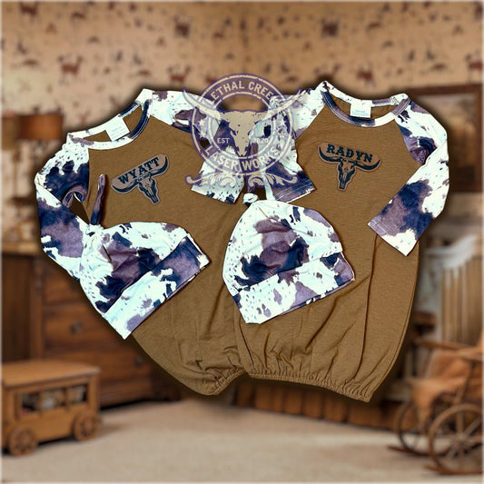 Baby Bundle Set -  custom laser engraved cowhide and leather western decor by Lethal Creek Laser Works LLC