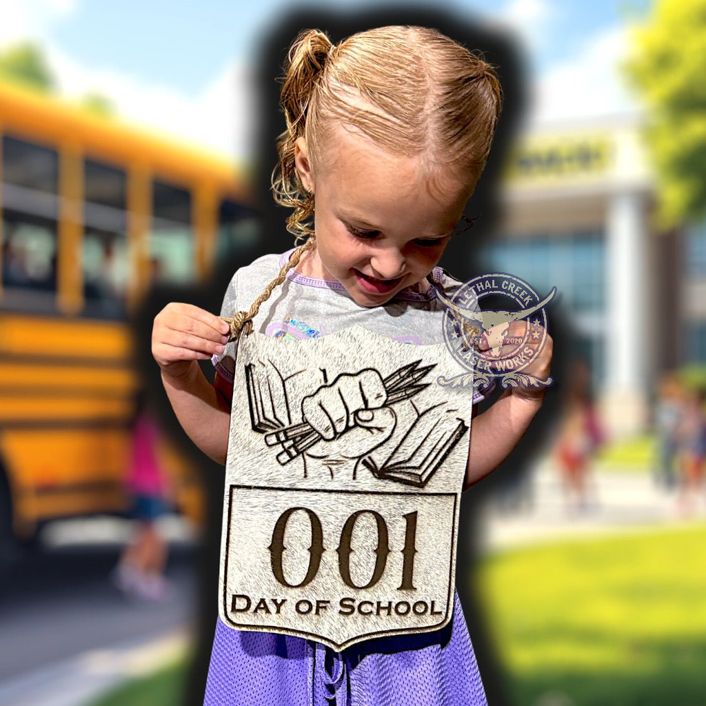 Back to School Banner -  custom laser engraved cowhide and leather western decor by Lethal Creek Laser Works LLC
