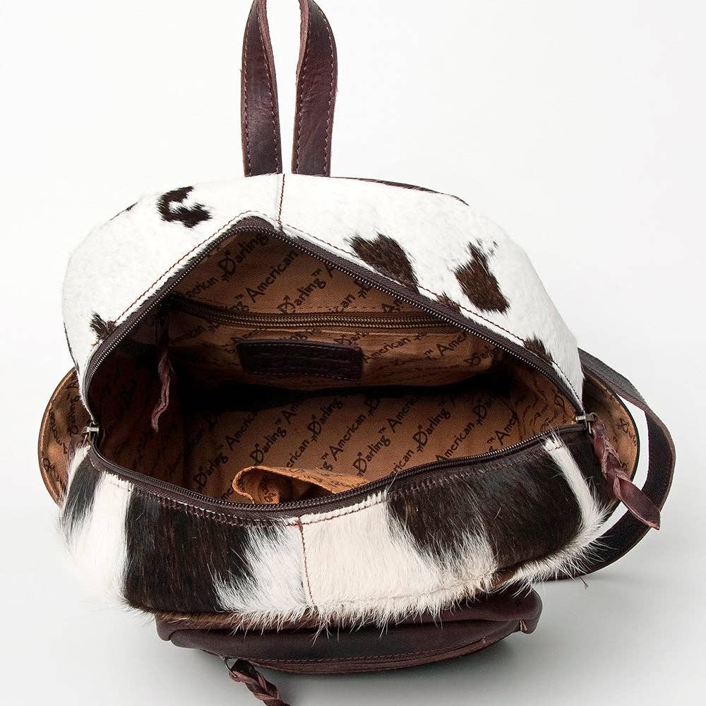 Backpack Genuine Western Leather Women Bag Becca -  custom laser engraved cowhide and leather western decor by Lethal Creek Laser Works LLC