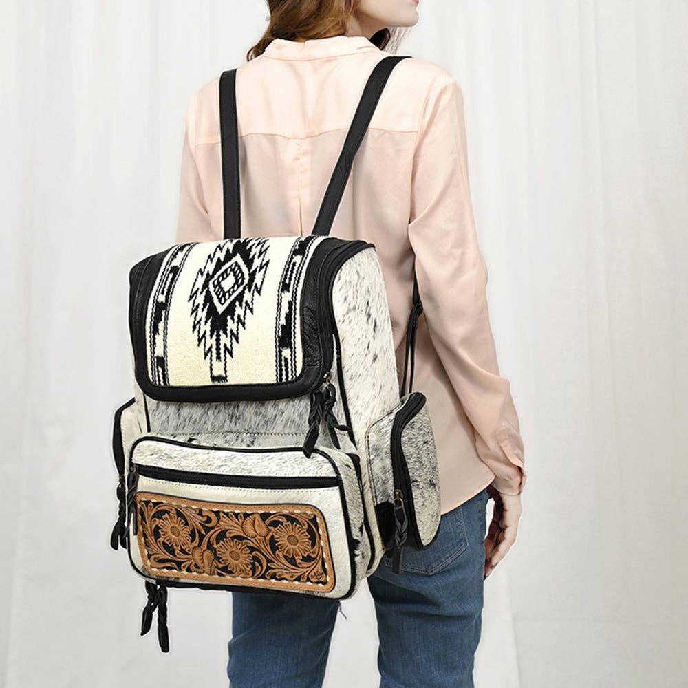 Backpack Genuine Western Leather Women Bag Betsy -  custom laser engraved cowhide and leather western decor by Lethal Creek Laser Works LLC