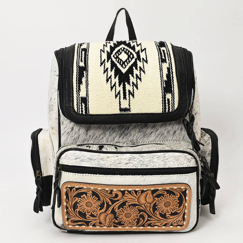 Backpack Genuine Western Leather Women Bag Betsy -  custom laser engraved cowhide and leather western decor by Lethal Creek Laser Works LLC