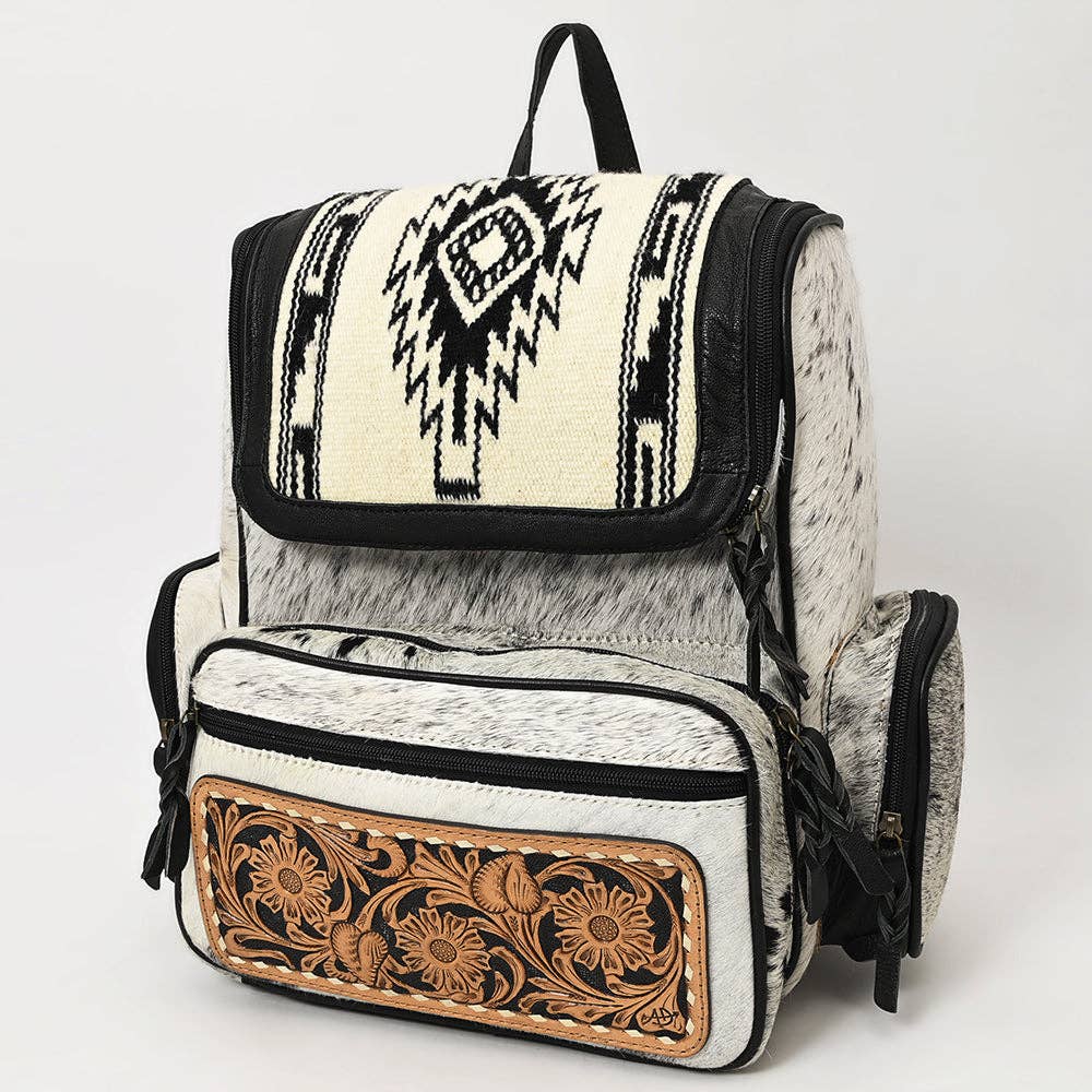 Backpack Genuine Western Leather Women Bag Betsy -  custom laser engraved cowhide and leather western decor by Lethal Creek Laser Works LLC