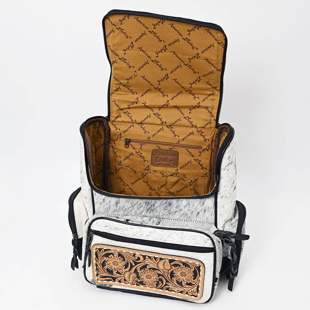 Backpack Genuine Western Leather Women Bag Betsy -  custom laser engraved cowhide and leather western decor by Lethal Creek Laser Works LLC