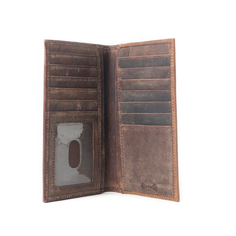 Blackhoof Handtooled Hairon Wallet in Midnight Smoke -  custom laser engraved cowhide and leather western decor by Lethal Creek Laser Works LLC