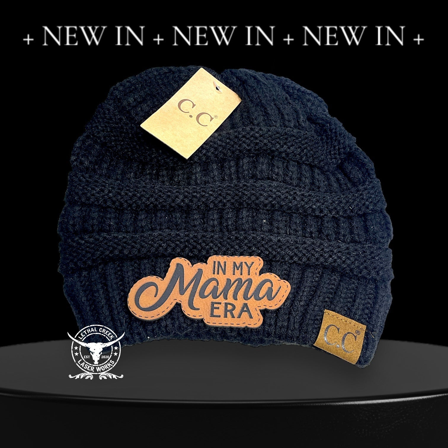 C.C BEANIE ~ADULT~ IN MY MAMA ERA -  custom laser engraved cowhide and leather western decor by Lethal Creek Laser Works LLC