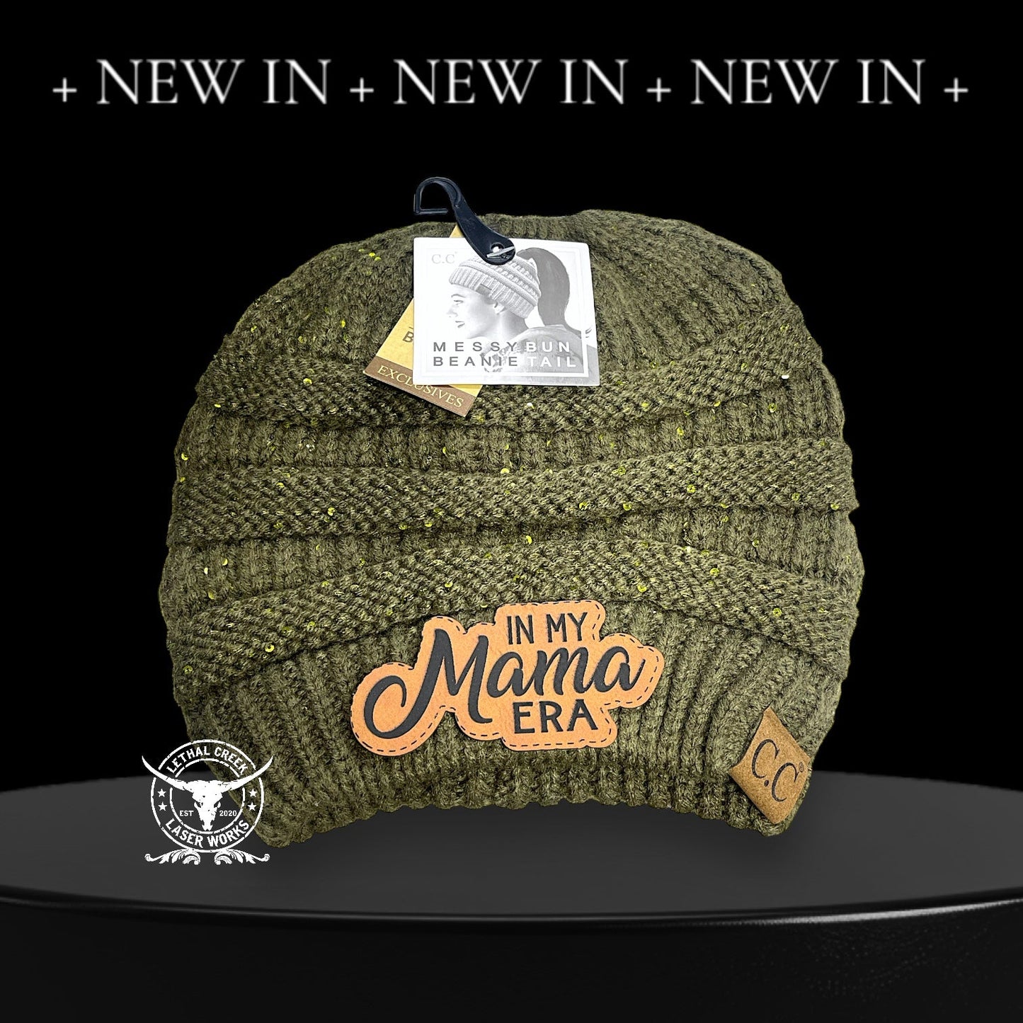 C.C BEANIE ~ADULT~ IN MY MAMA ERA -  custom laser engraved cowhide and leather western decor by Lethal Creek Laser Works LLC