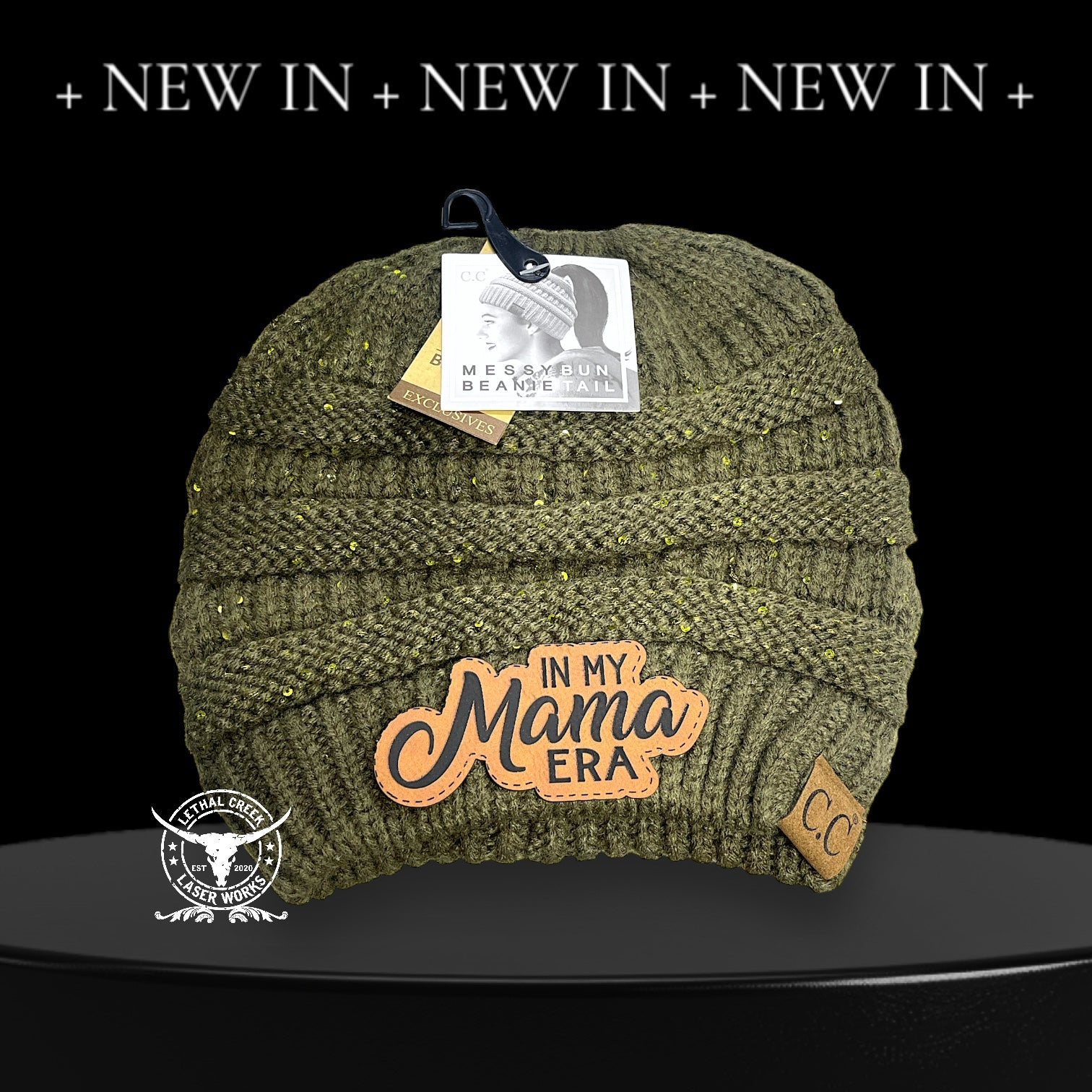 C.C BEANIE ~ADULT~ IN MY MAMA ERA -  custom laser engraved cowhide and leather western decor by Lethal Creek Laser Works LLC