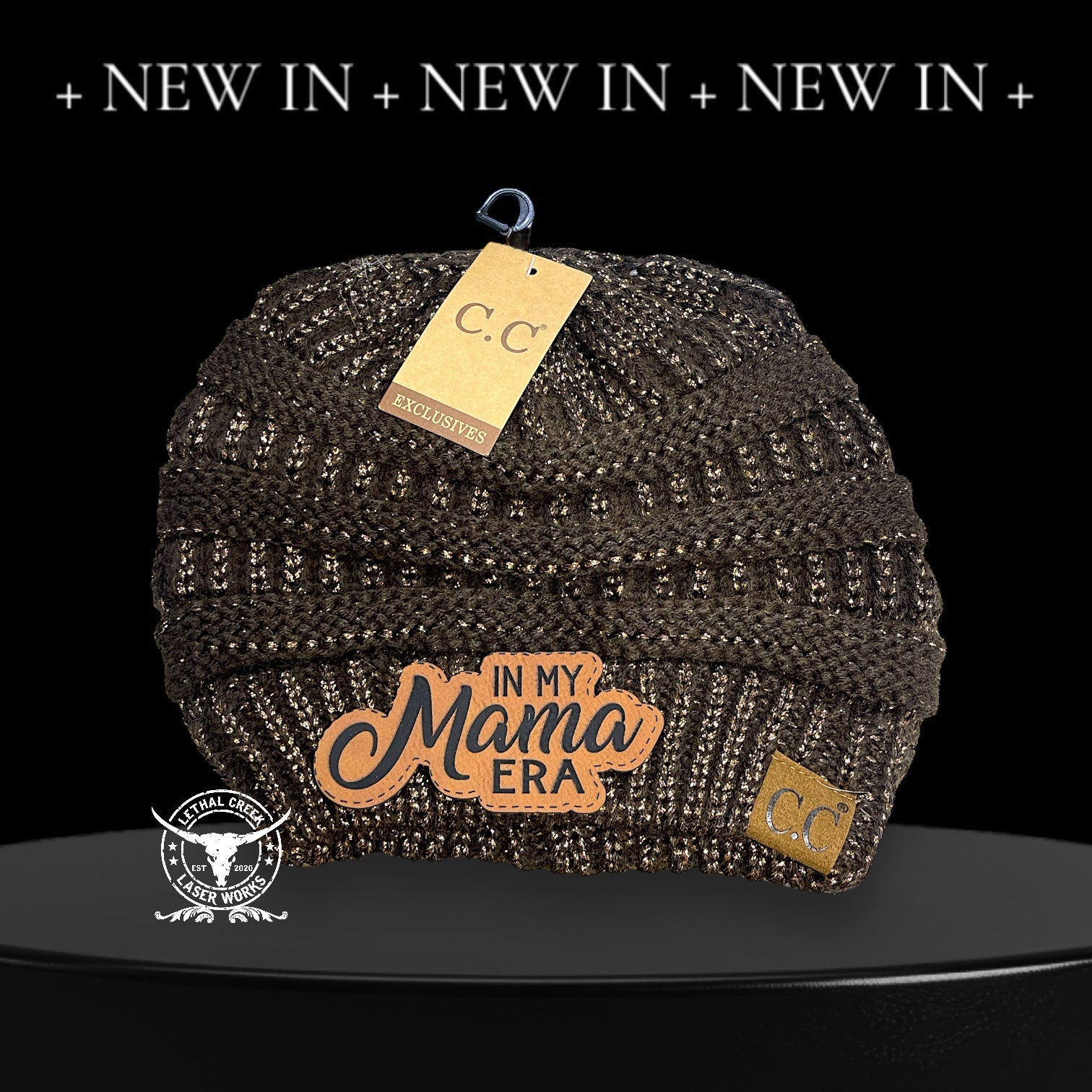 C.C BEANIE ~ADULT~ IN MY MAMA ERA -  custom laser engraved cowhide and leather western decor by Lethal Creek Laser Works LLC