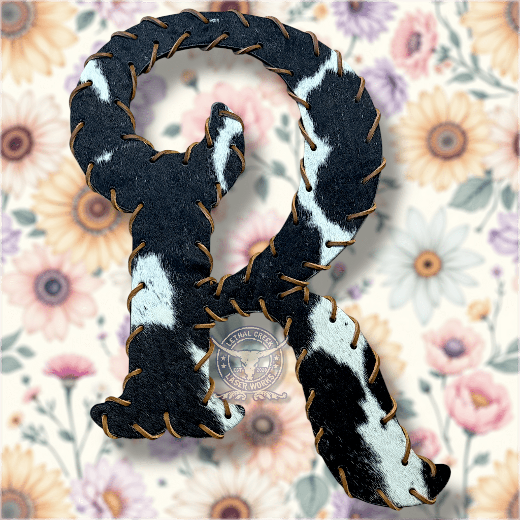 COWHIDE LETTERS -  custom laser engraved cowhide and leather western decor by Lethal Creek Laser Works LLC