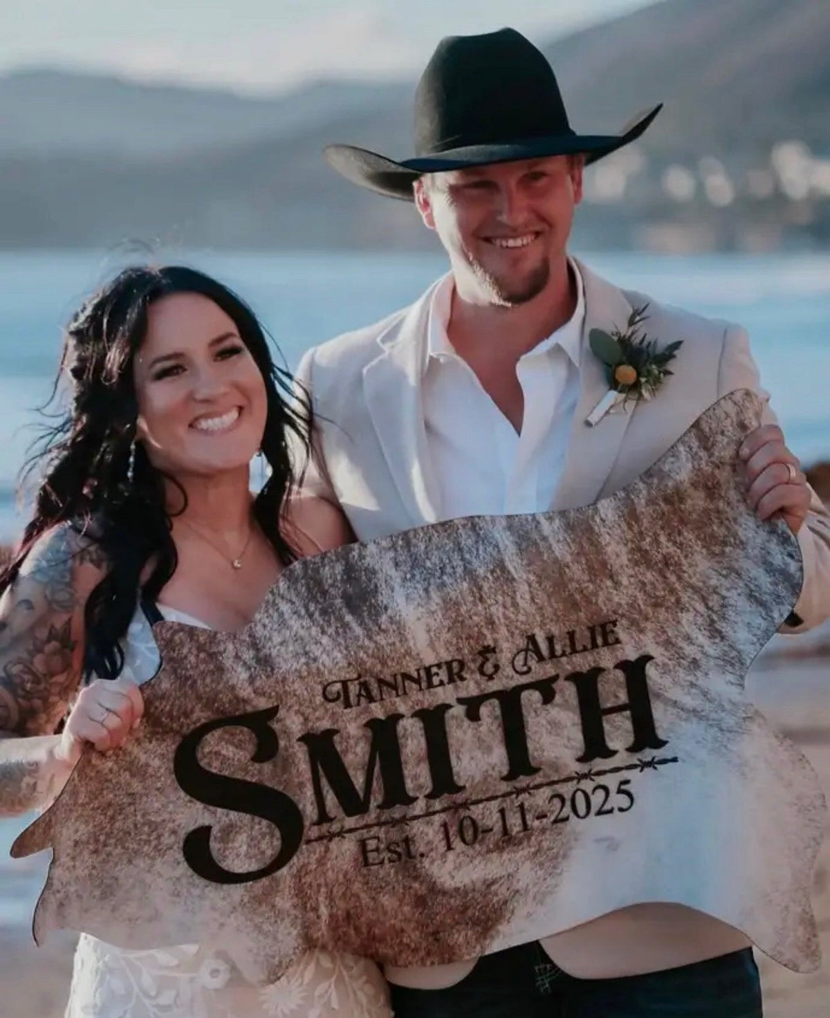 Custom 3ft Cowhide -  custom laser engraved cowhide and leather western decor by Lethal Creek Laser Works LLC