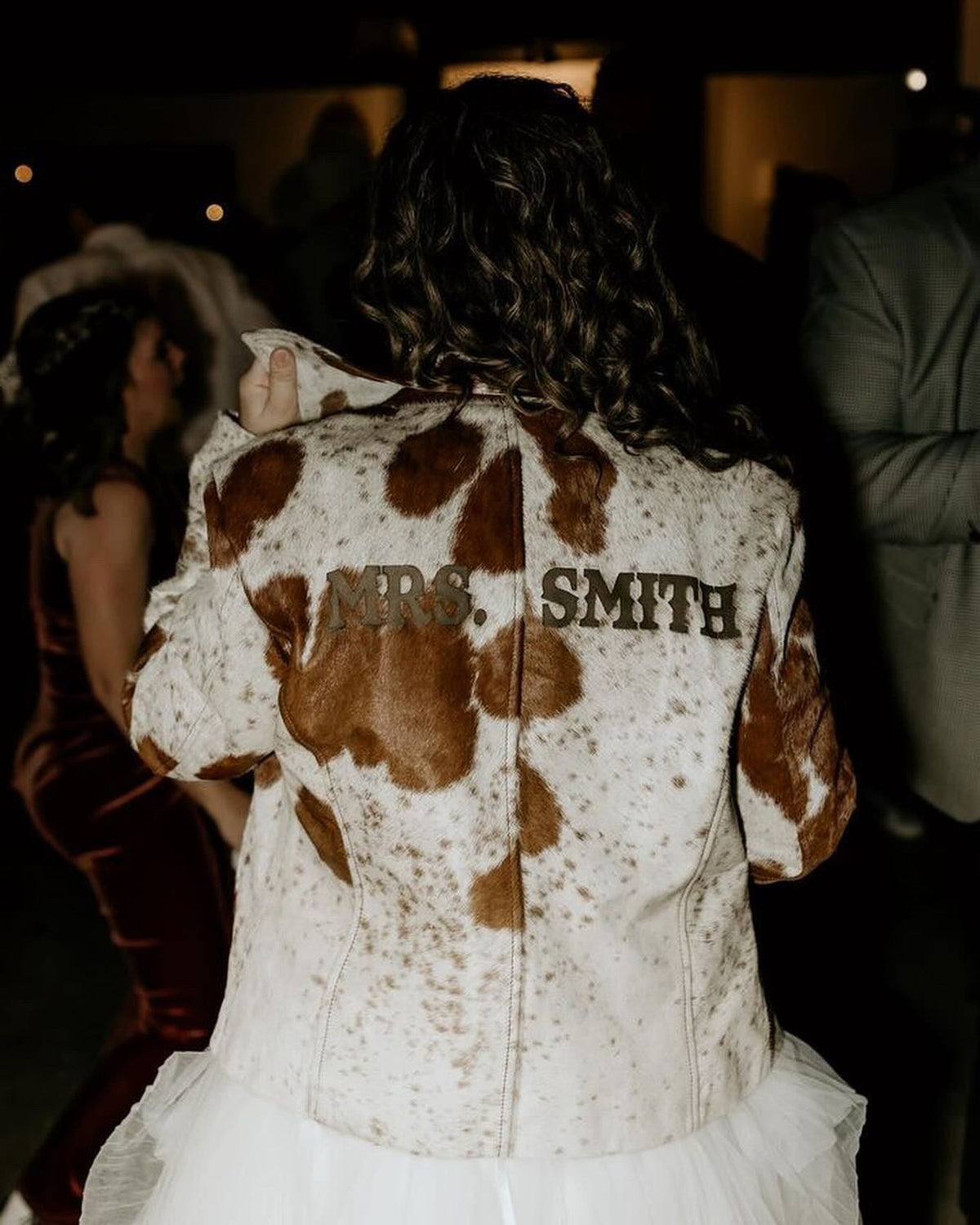 Custom Branded Cowhide Bridal Jacket | Western Wedding Jacket -  custom laser engraved cowhide and leather western decor by Lethal Creek Laser Works LLC