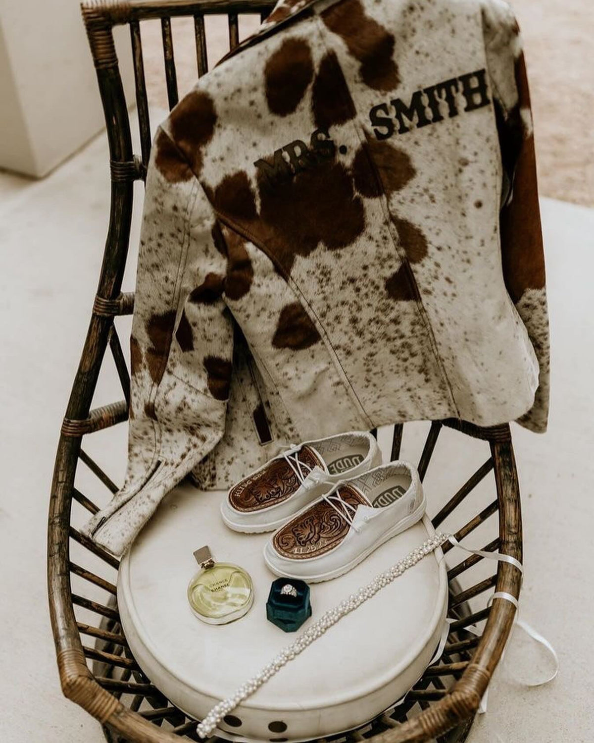 Custom Branded Cowhide Bridal Jacket | Western Wedding Jacket -  custom laser engraved cowhide and leather western decor by Lethal Creek Laser Works LLC