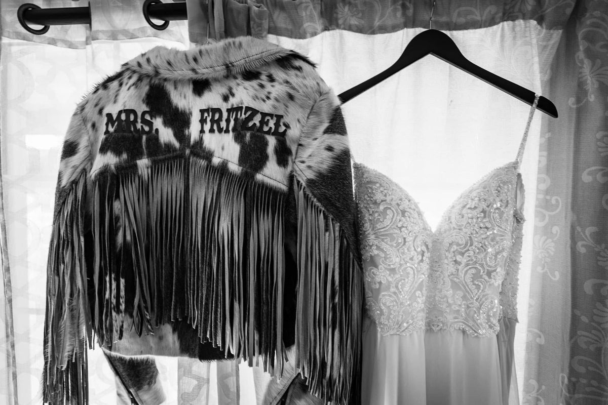 Custom Branded Cowhide Bridal Jacket | Western Wedding Jacket -  custom laser engraved cowhide and leather western decor by Lethal Creek Laser Works LLC