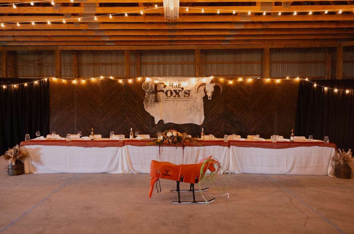 Custom Cowhide Backdrop | Western & Rustic Wedding Decor -  custom laser engraved cowhide and leather western decor by Lethal Creek Laser Works LLC