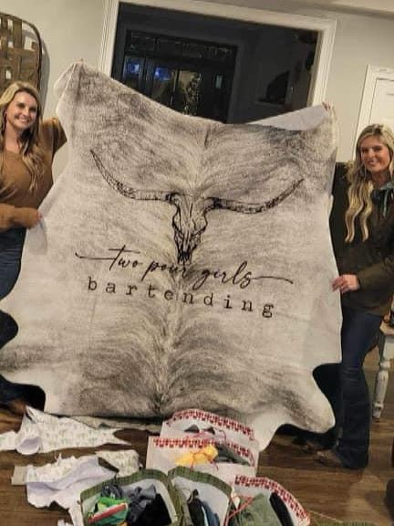 Custom Cowhide Backdrop | Western & Rustic Wedding Decor -  custom laser engraved cowhide and leather western decor by Lethal Creek Laser Works LLC