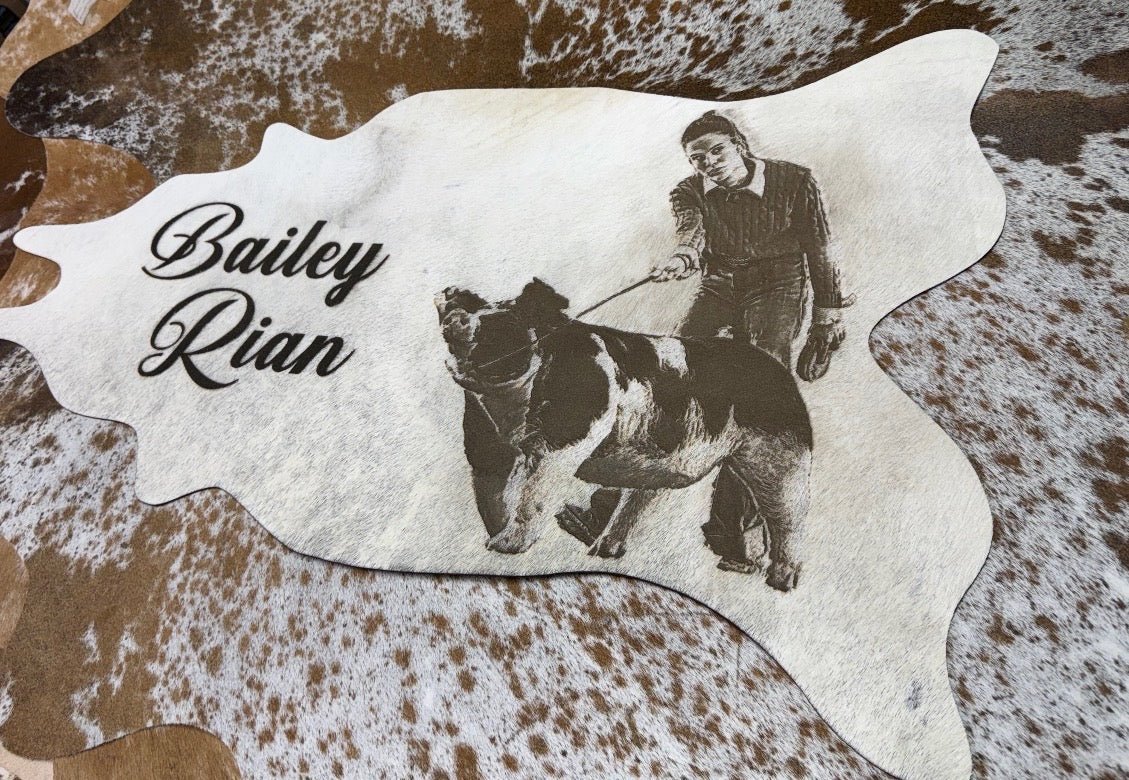 Custom Cowhide Graduation Banner with Photo | Personalized Senior Gift -  custom laser engraved cowhide and leather western decor by Lethal Creek Laser Works LLC
