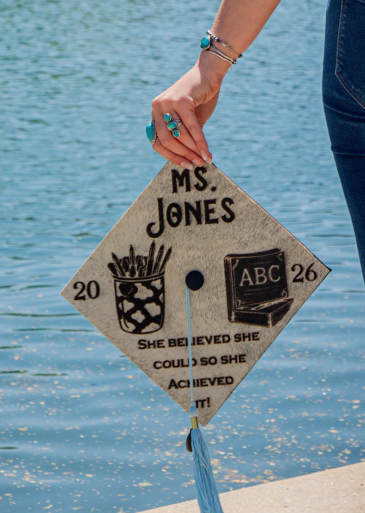 Custom Cowhide Graduation Cap Cover | Personalized Senior Cap -  custom laser engraved cowhide and leather western decor by Lethal Creek Laser Works LLC