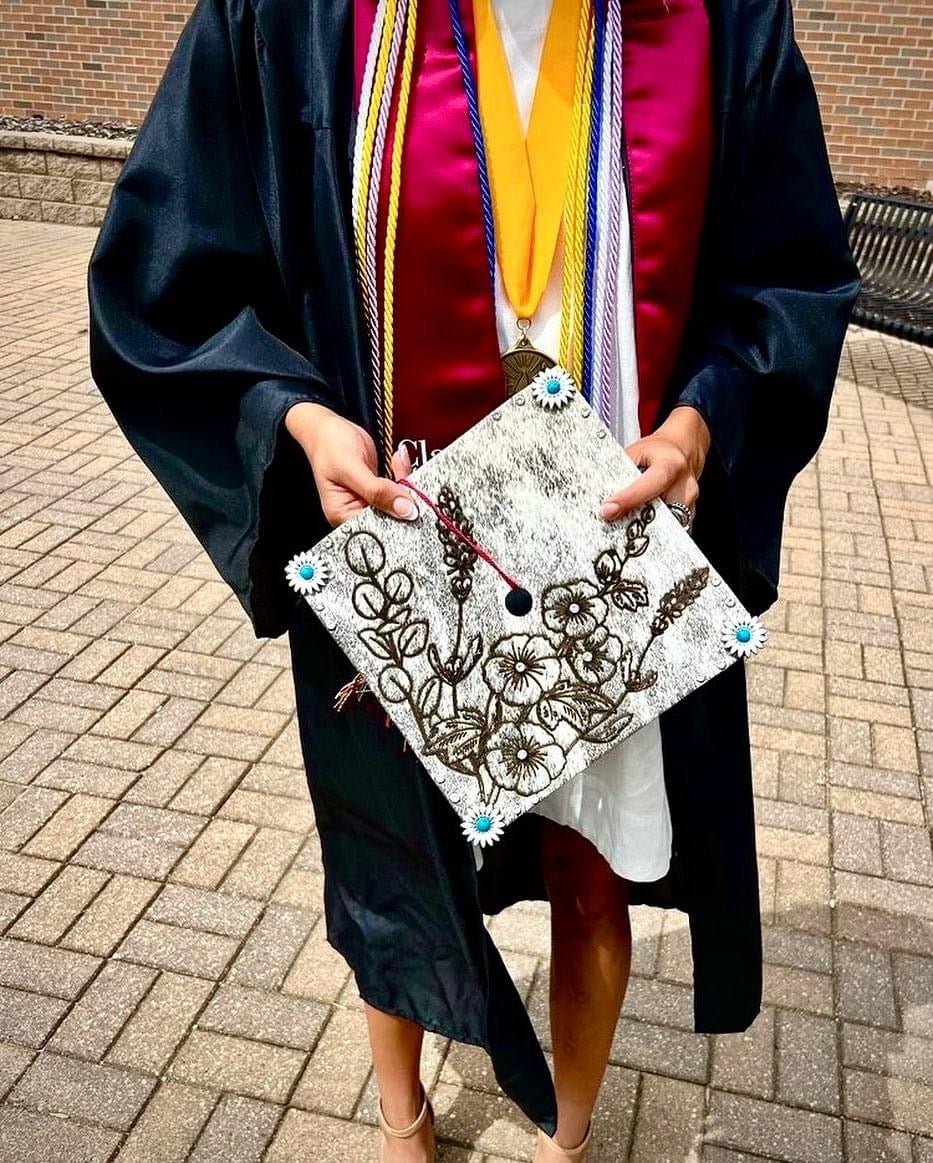 Custom Cowhide Graduation Cap Cover | Personalized Senior Cap -  custom laser engraved cowhide and leather western decor by Lethal Creek Laser Works LLC