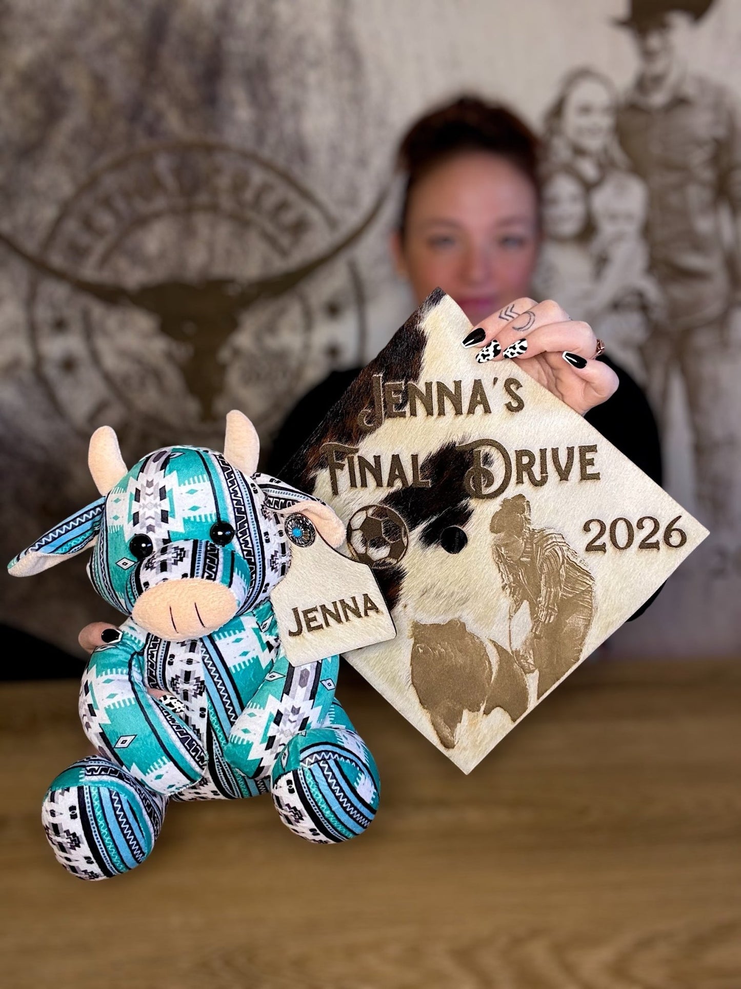 Custom Cowhide Graduation Cap Cover | Personalized Senior Cap -  custom laser engraved cowhide and leather western decor by Lethal Creek Laser Works LLC