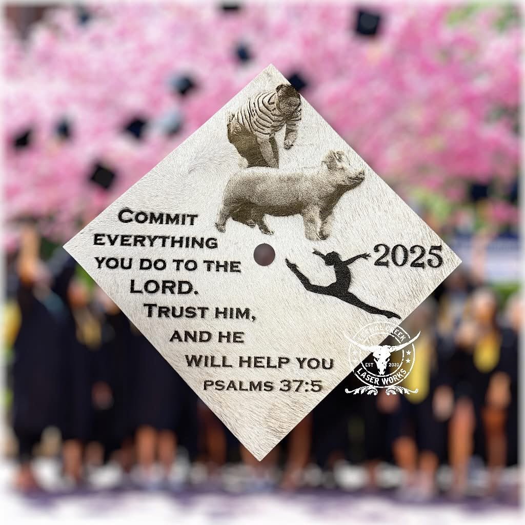 Custom Cowhide Graduation Cap Cover | Personalized Senior Cap -  custom laser engraved cowhide and leather western decor by Lethal Creek Laser Works LLC