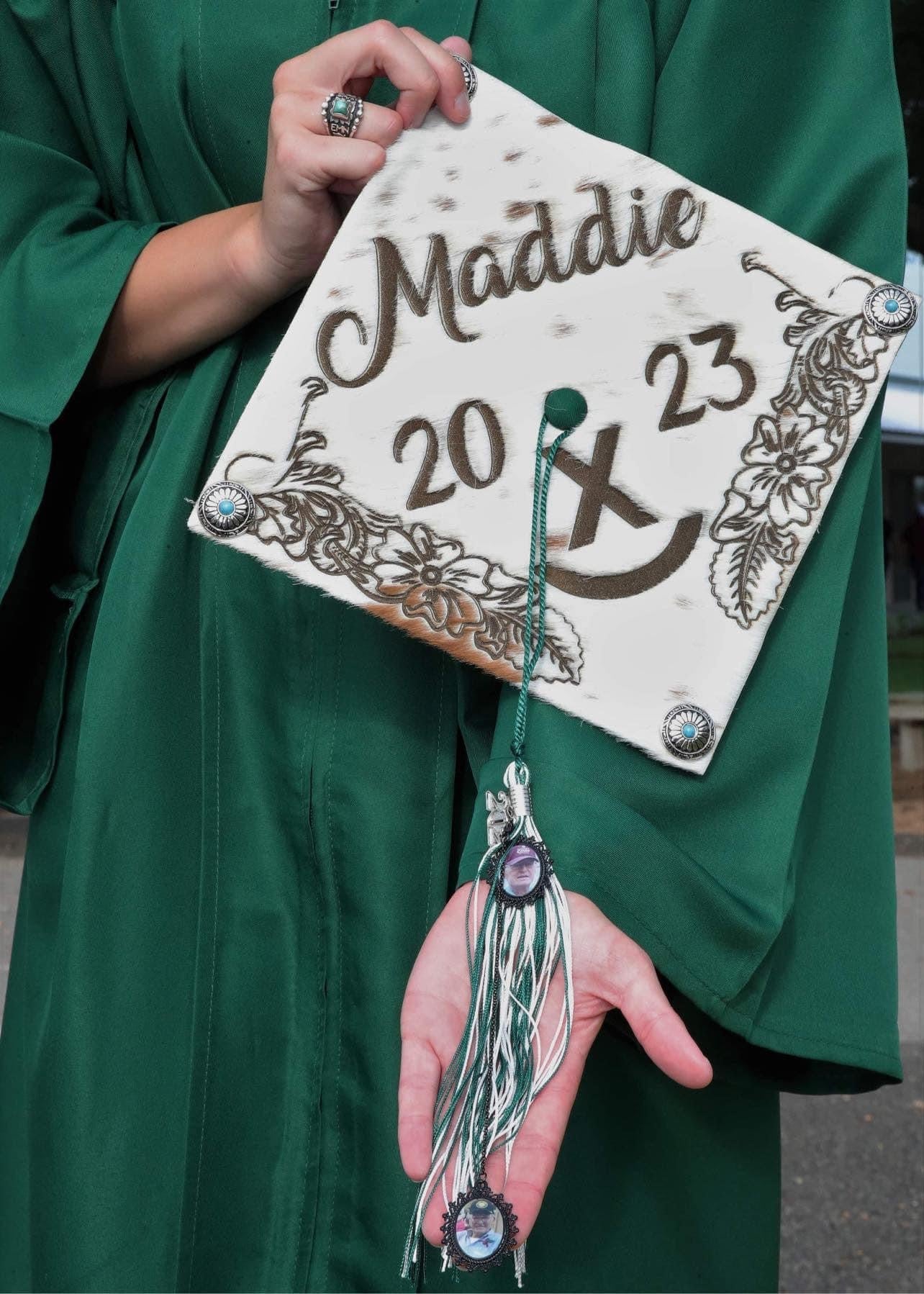 Custom Cowhide Graduation Cap Cover | Personalized Senior Cap -  custom laser engraved cowhide and leather western decor by Lethal Creek Laser Works LLC