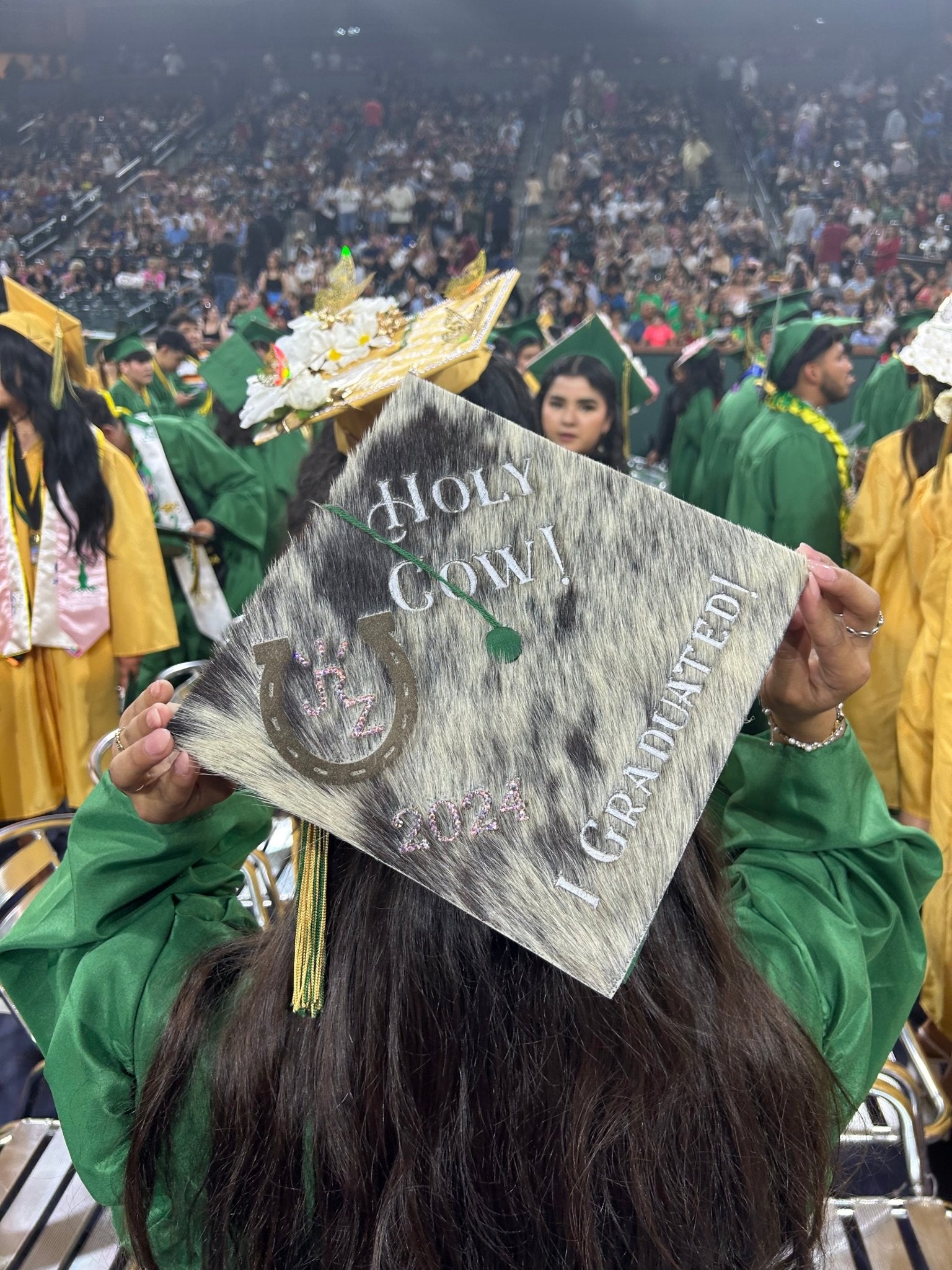Custom Cowhide Graduation Cap Cover | Personalized Senior Cap -  custom laser engraved cowhide and leather western decor by Lethal Creek Laser Works LLC