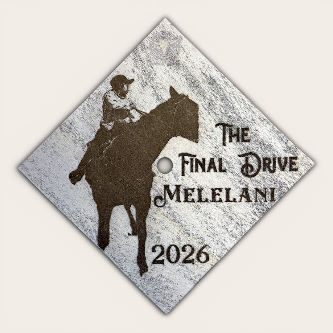 Custom Cowhide Graduation Cap Cover | Personalized Senior Cap -  custom laser engraved cowhide and leather western decor by Lethal Creek Laser Works LLC