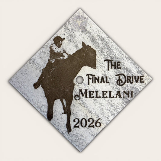 Custom Cowhide Graduation Cap Cover | Personalized Senior Cap -  custom laser engraved cowhide and leather western decor by Lethal Creek Laser Works LLC