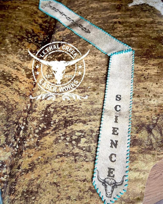 CUSTOM GRADUATION STOLE -  custom laser engraved cowhide and leather western decor by Lethal Creek Laser Works LLC