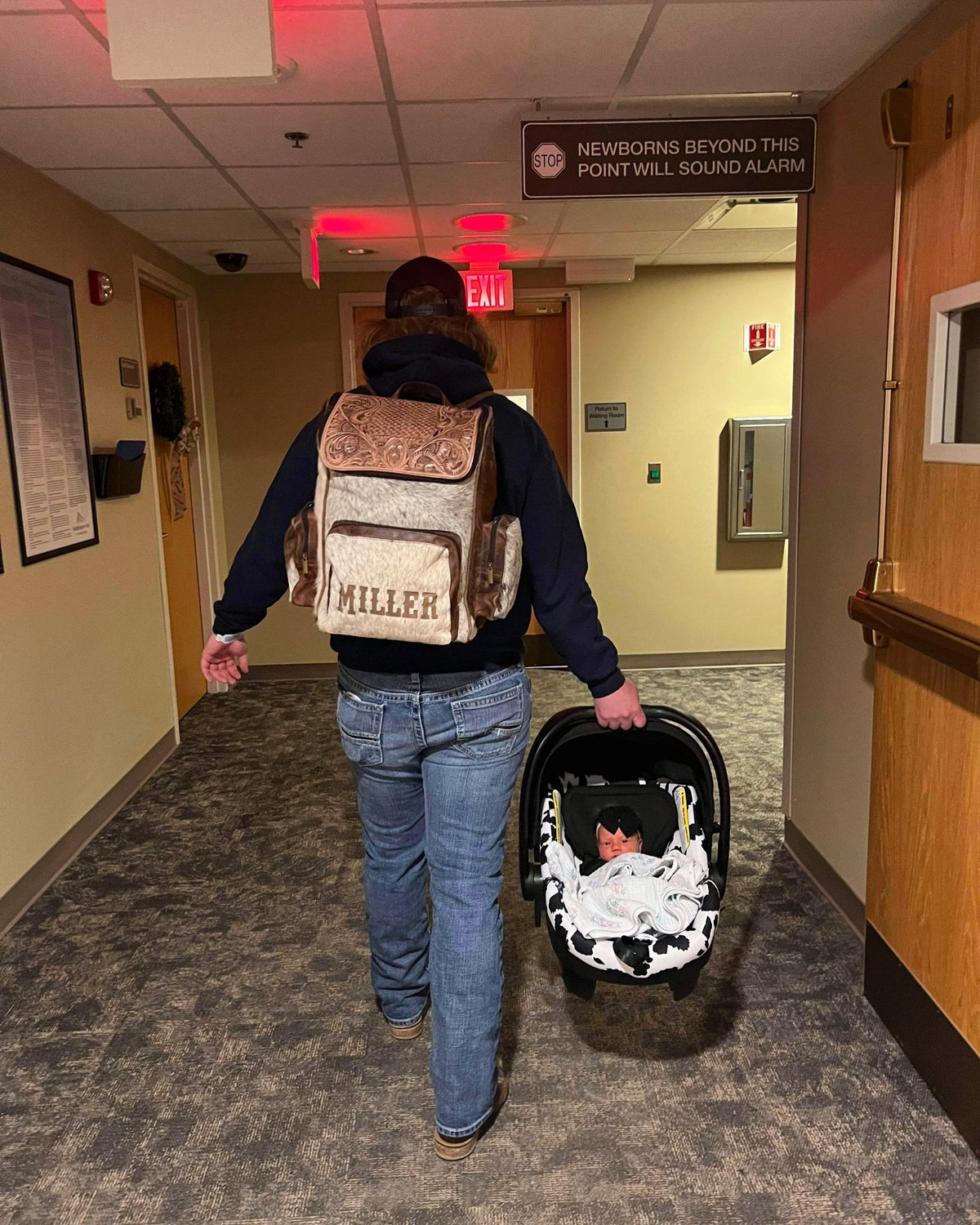 Custom Personalized Diaper Bag | Baby Shower Gift -  custom laser engraved cowhide and leather western decor by Lethal Creek Laser Works LLC