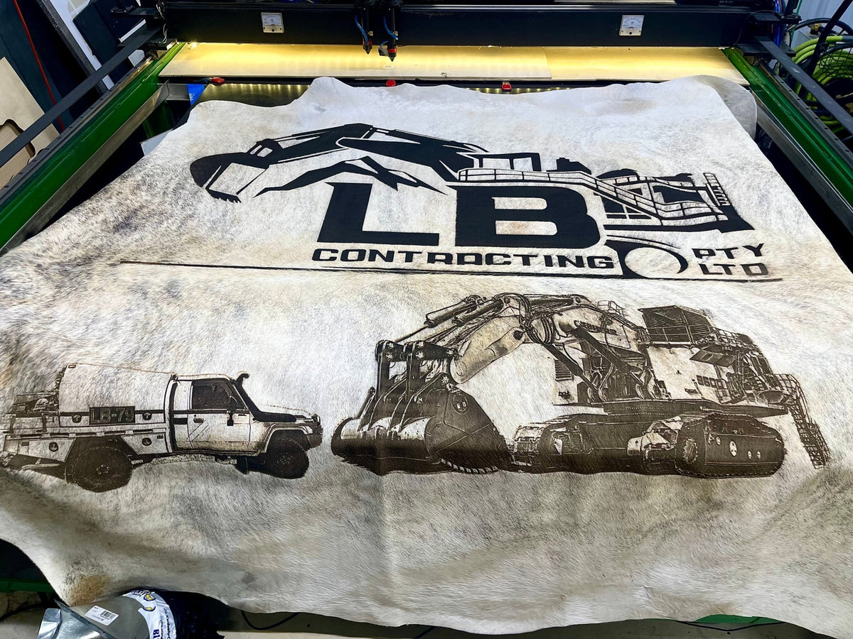 Custom Photo-Branded Cowhide | A Sentimental Family Heirloom - # custom laser engraved cowhide and leather western decor by Lethal Creek Laser Works LLC