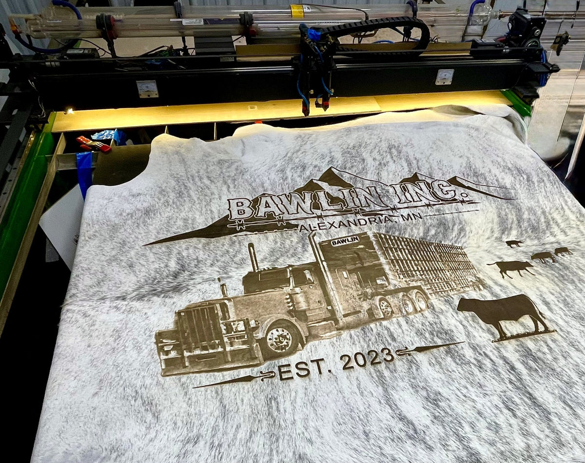 Custom Photo-Branded Cowhide | A Sentimental Family Heirloom - # custom laser engraved cowhide and leather western decor by Lethal Creek Laser Works LLC