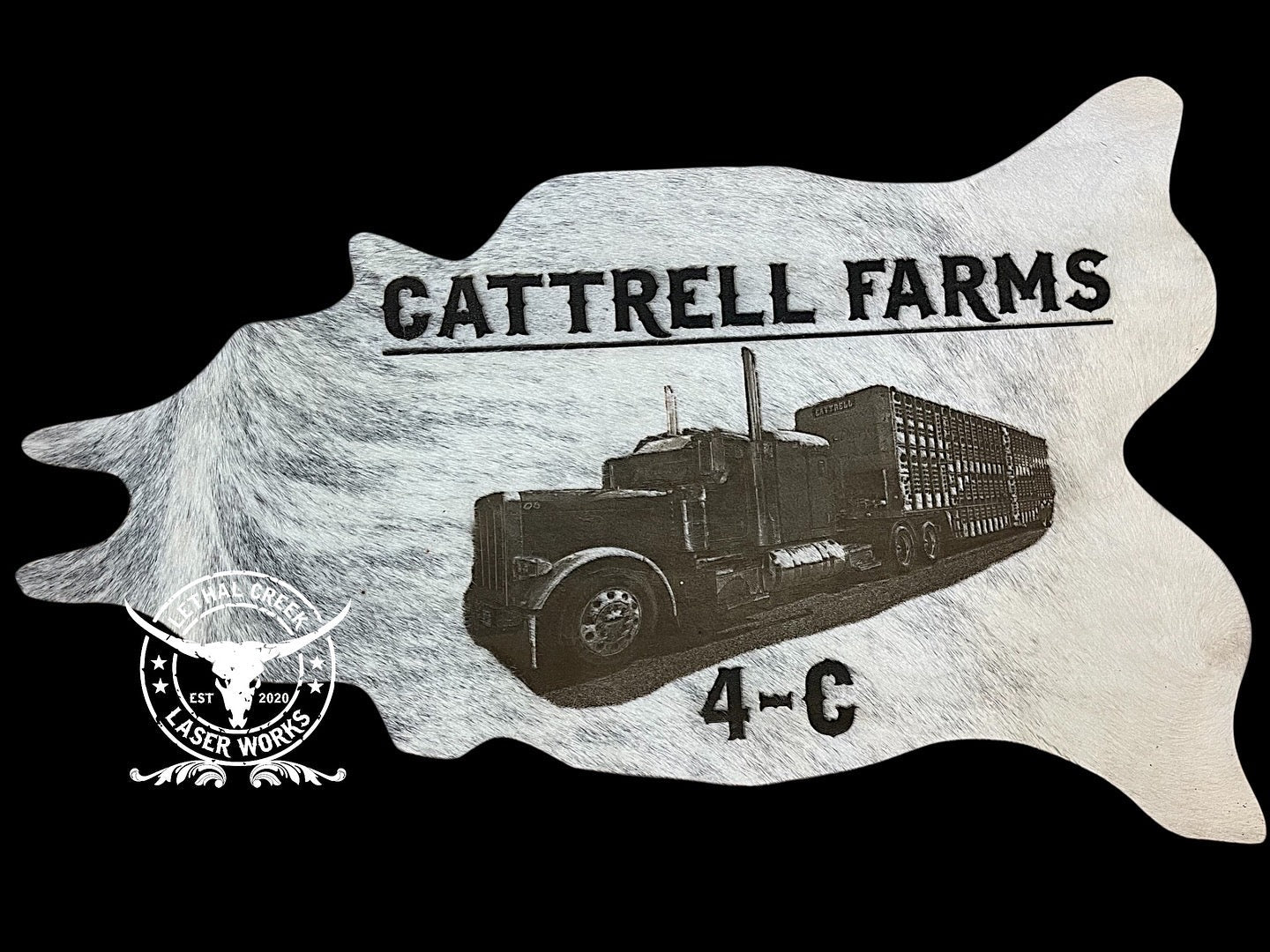 Custom Photo Engraved Cowhide | Personalized Ranch, Wedding & Farmhouse Decor -  custom laser engraved cowhide and leather western decor by Lethal Creek Laser Works LLC