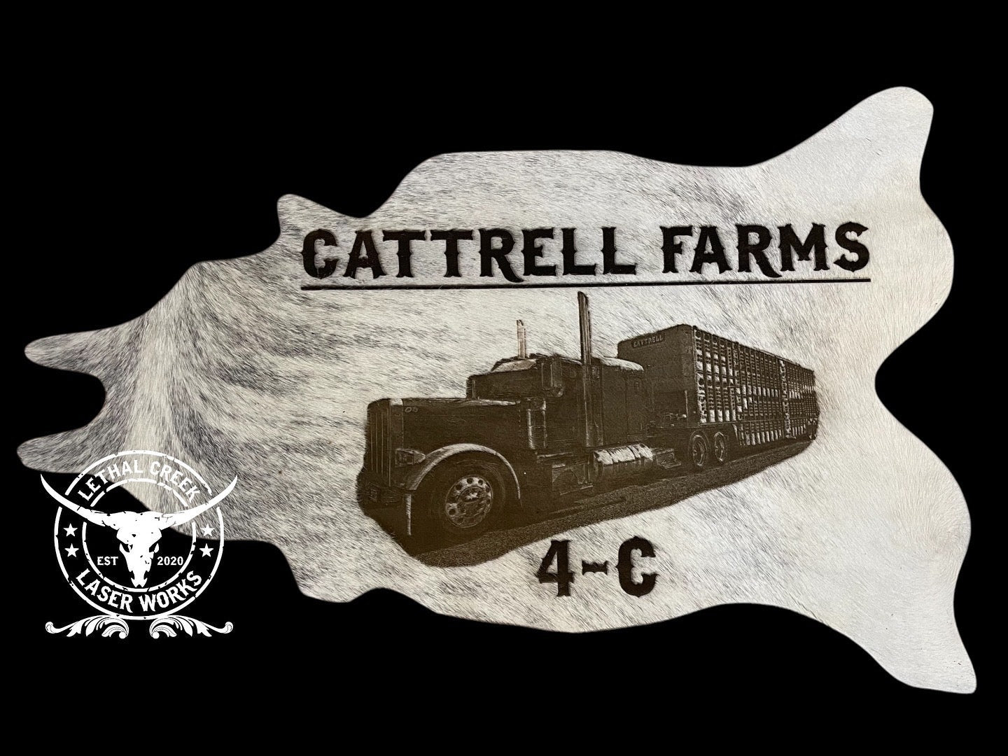 Custom Photo Engraved Cowhide | Personalized Ranch, Wedding & Farmhouse Decor -  custom laser engraved cowhide and leather western decor by Lethal Creek Laser Works LLC