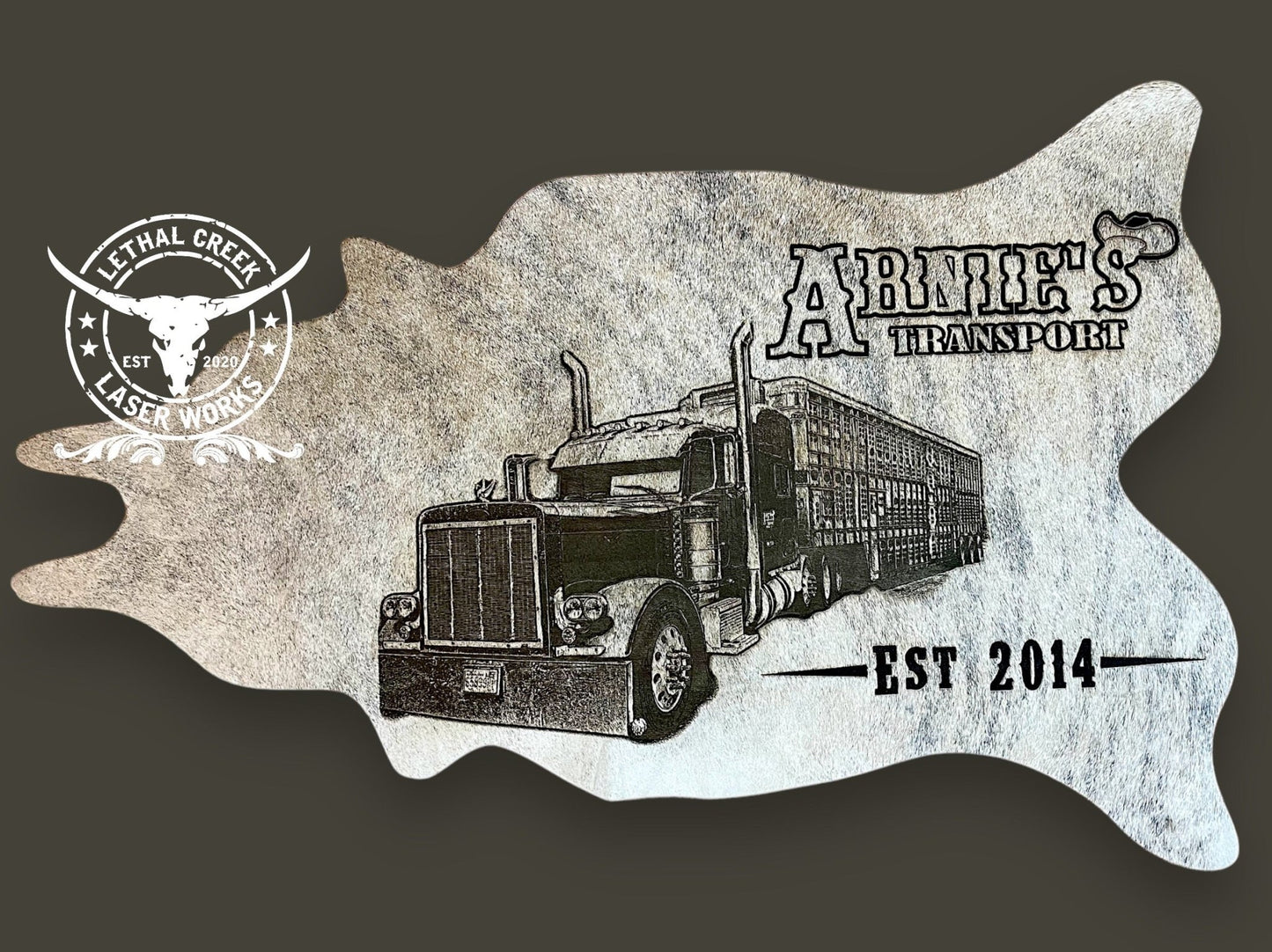 Custom Photo Engraved Cowhide | Personalized Ranch, Wedding & Farmhouse Decor -  custom laser engraved cowhide and leather western decor by Lethal Creek Laser Works LLC