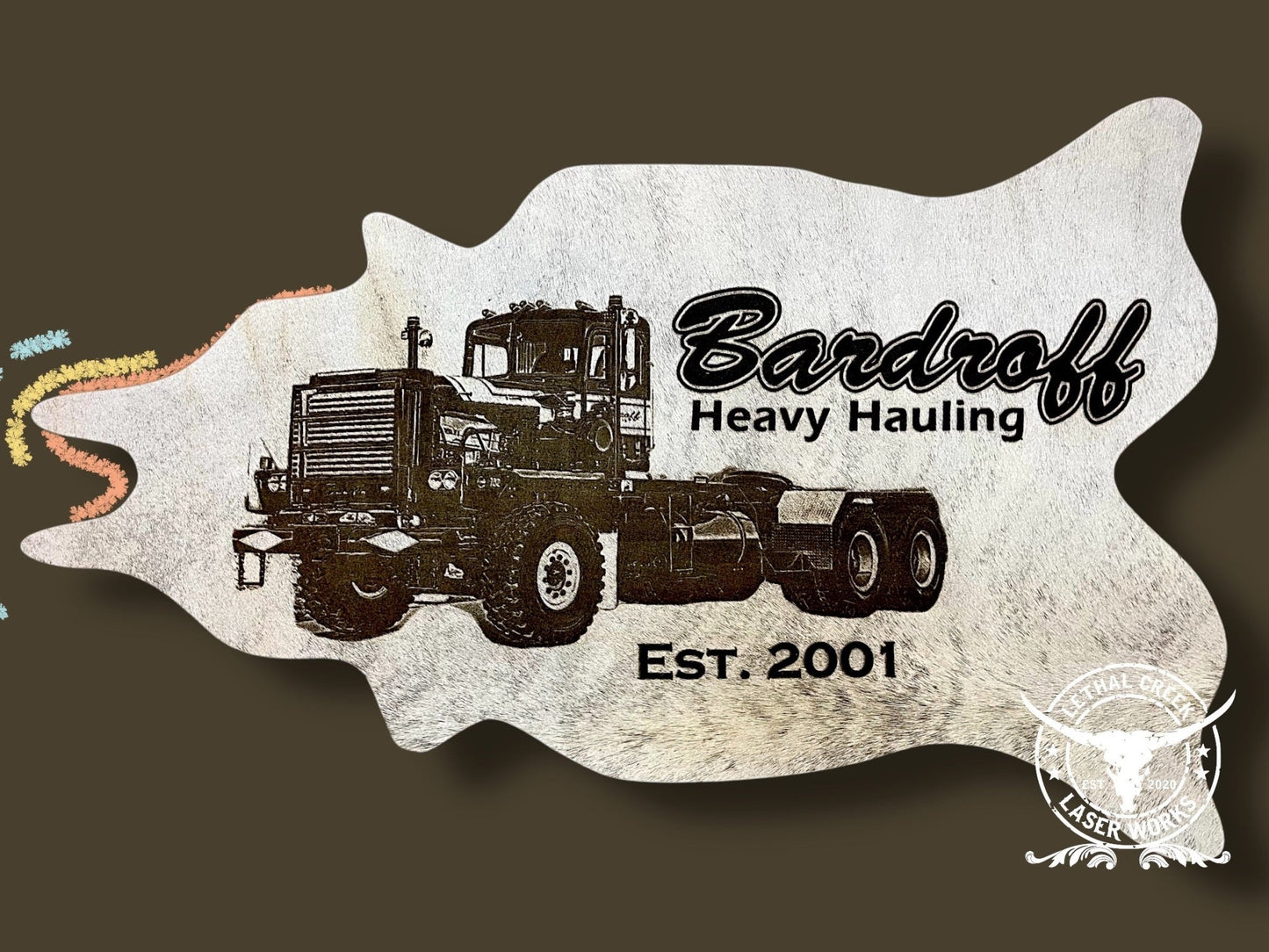 Custom Photo Engraved Cowhide | Personalized Ranch, Wedding & Farmhouse Decor -  custom laser engraved cowhide and leather western decor by Lethal Creek Laser Works LLC