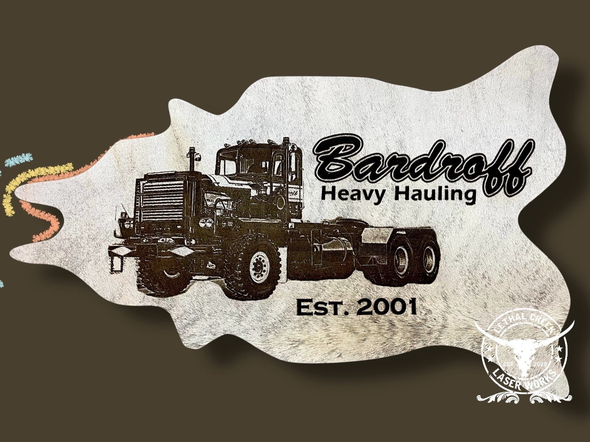 Custom Photo Engraved Cowhide | Personalized Ranch, Wedding & Farmhouse Decor -  custom laser engraved cowhide and leather western decor by Lethal Creek Laser Works LLC