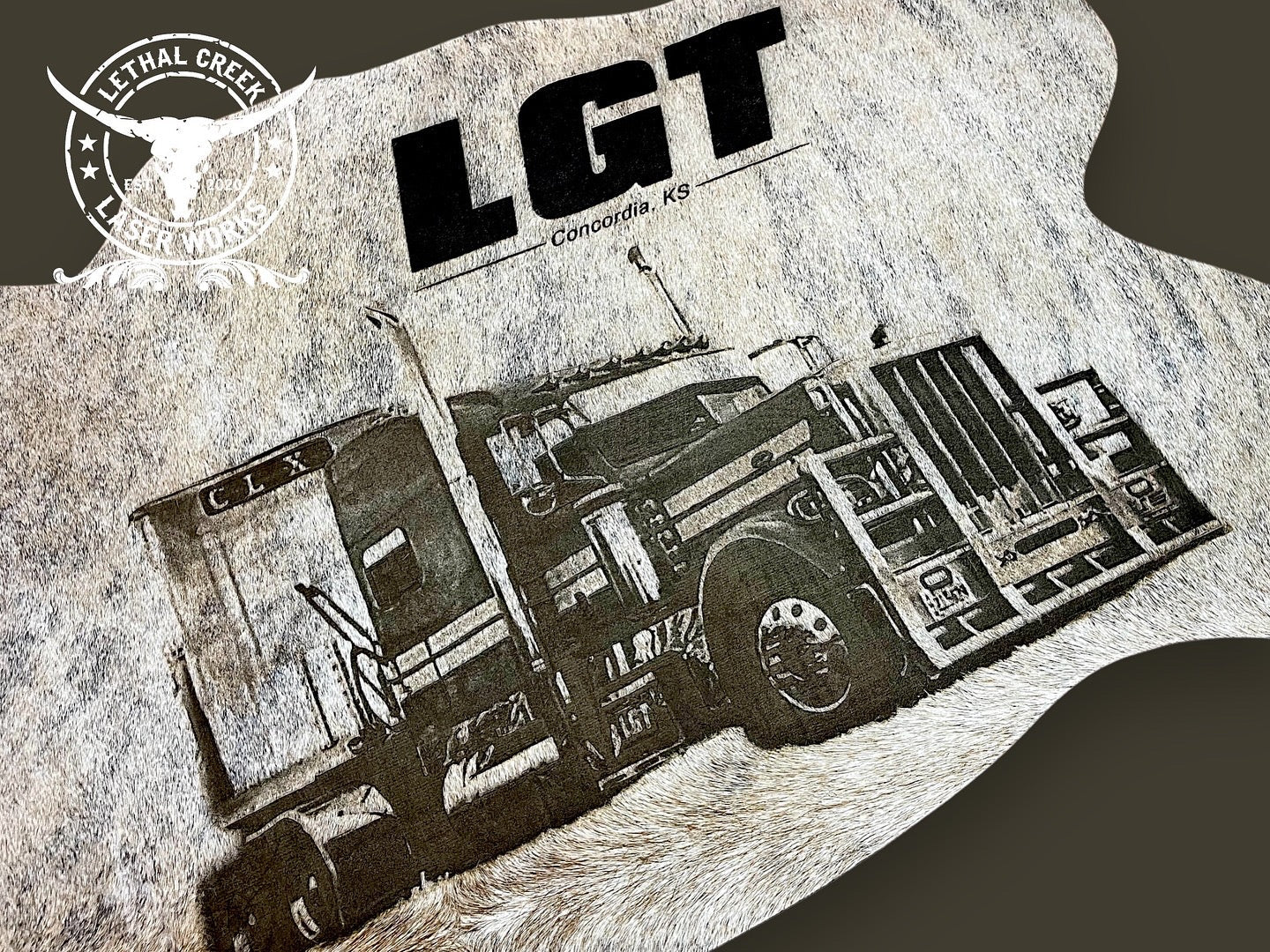 Custom Photo Engraved Cowhide | Personalized Ranch, Wedding & Farmhouse Decor -  custom laser engraved cowhide and leather western decor by Lethal Creek Laser Works LLC